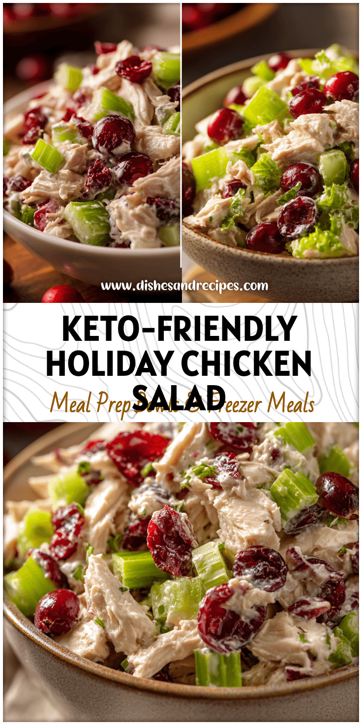 Bowl of Holiday Leftover Chicken Cranberry Salad with celery and cranberries for a fresh Keto Chicken Salad look